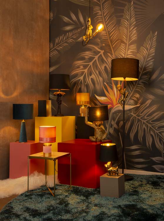 Lampe de table chien - doré/noir - 21x21x31,5cm - E14 - 35W