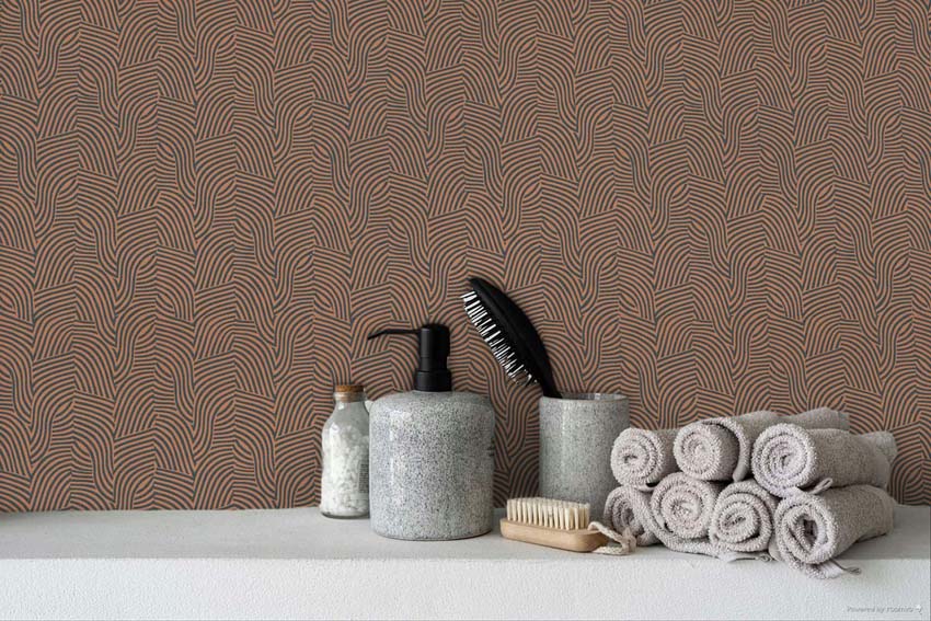 Vliesbehang golven zwart/goud 0,53x10,05m