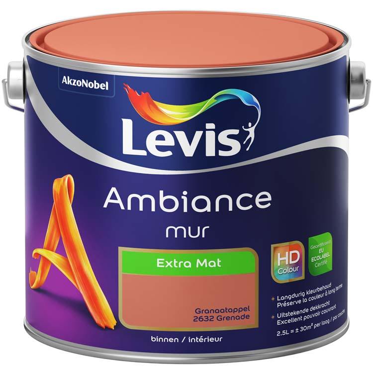Levis muurverf Ambiance mur extra mat 2.5l granaat appel