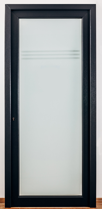 Porte ext. - PVC - 3 lignes trans. - Anthracite - Gauche - 980x2180mm Porte ext. - PVC - 3 lignes trans. - Anthracite - Gauche - 980x2180mm