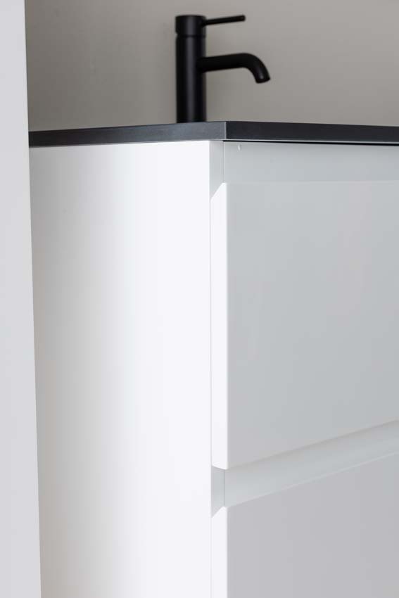 Badkamermeubel Tibo wit 1400 mm dubbele wastafel zwart mat