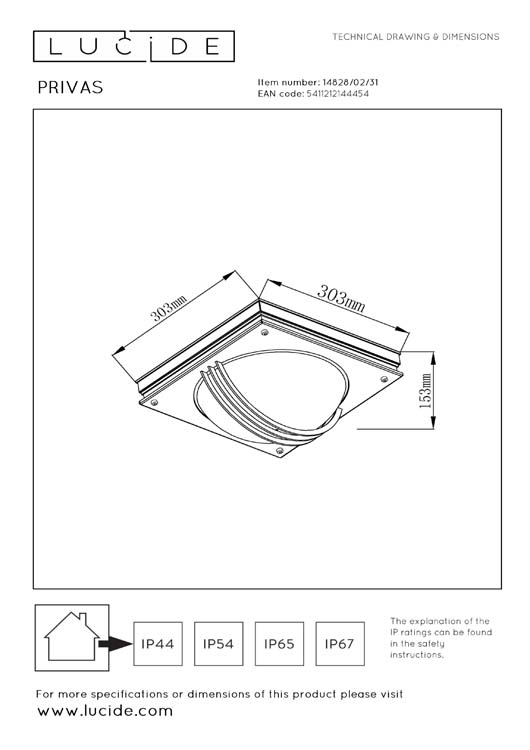 Lucide PRIVAS - Wandlamp Buiten - 2xE27 - IP44 - Wit