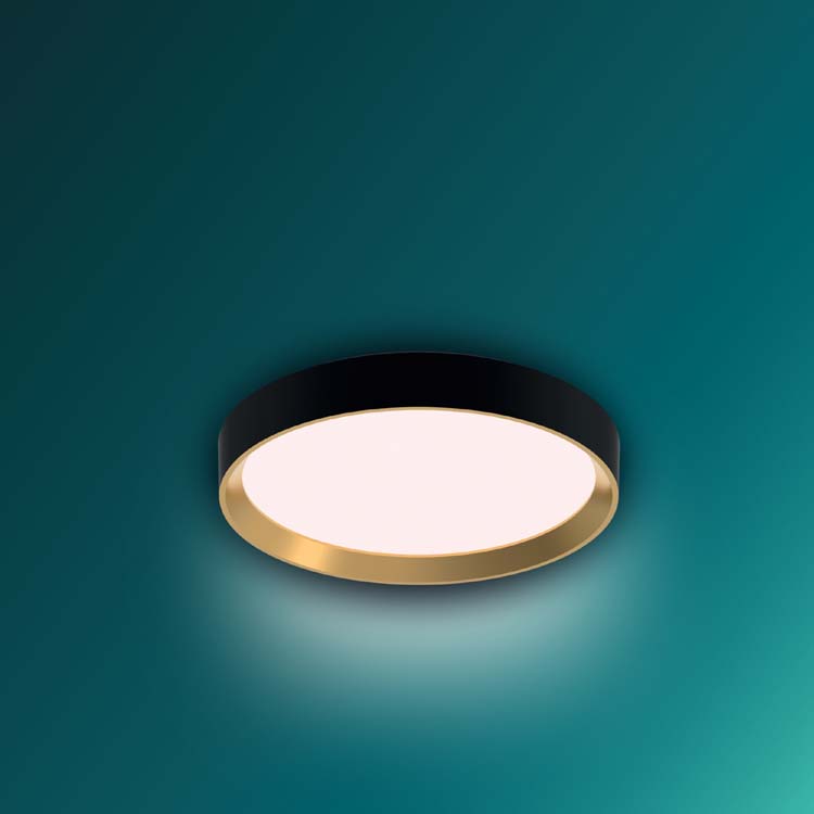 Plafonnier - noir/doré - 6,6xØ38,4cm - dimmable - LED - 1x24W - 2700K