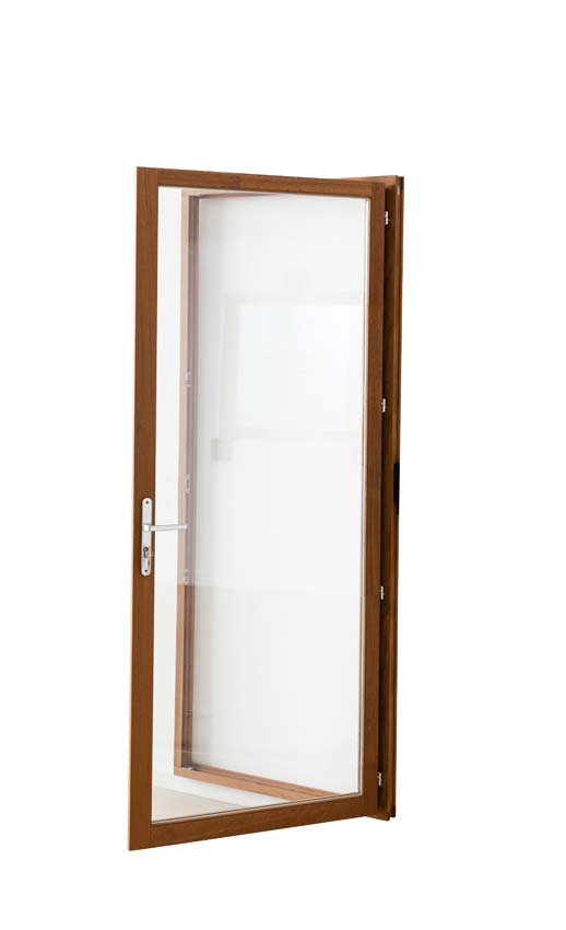 Fenêtre terasse bois Meranti Trae 1 vantail 55mm naturel 900x2150 mm