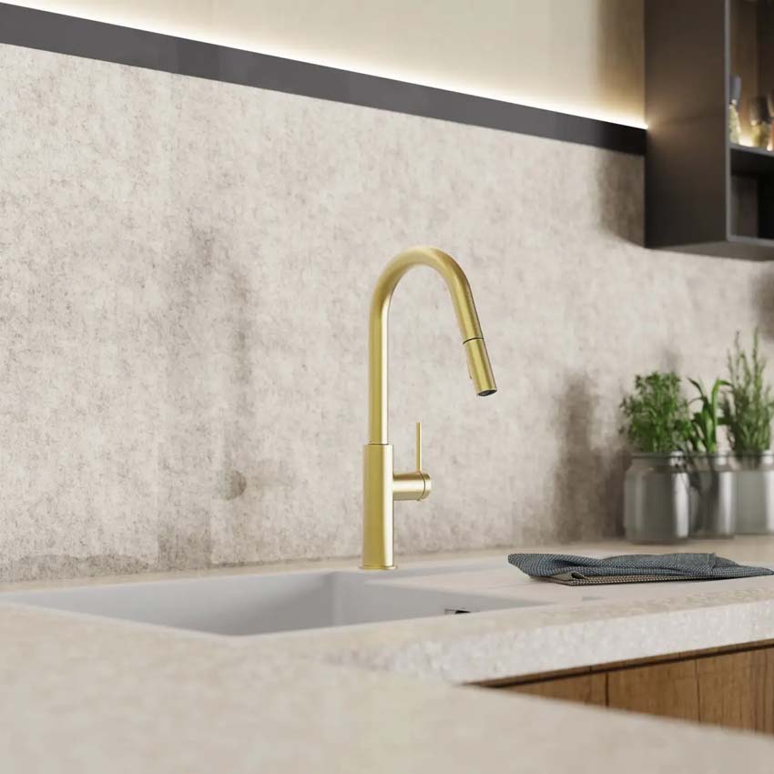Robinet de cuisine Wasserwerk WK 13 Curve or mat avec bec extractible