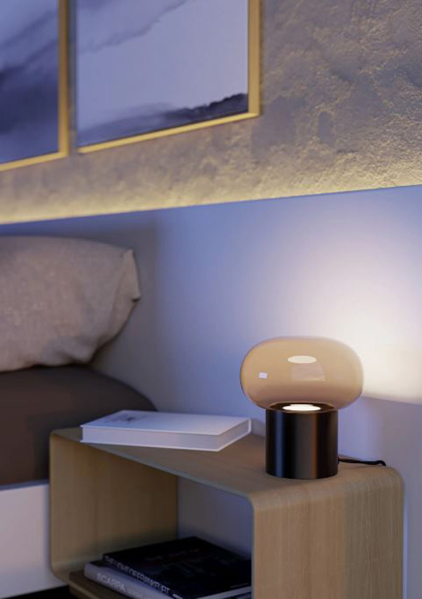 Lampe de table - bronze/marron - Ø15,5xH17cm - dimmable - GU10 - 1x10W - commande tactile