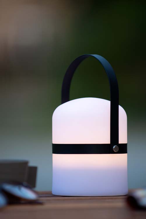 Lampe de table Extérieur - Ø 10 cm - LED Dim. - 1x0,3W 3200K - IP44 - 3 StepDim - Blanc Noir