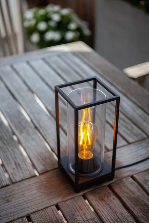 Eclairage extérieur lampe de table noir mat E27