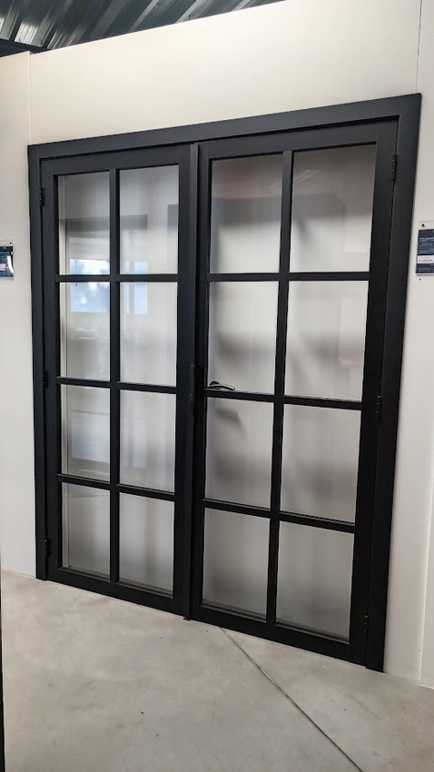 Bloc-porte double 78cm steel look black 8R+VP8R verre clair 201.5cm