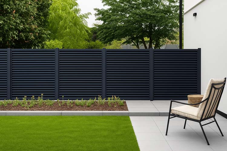 Afsluiting Oakley aluminium zwart 2 schermen 495x200cm