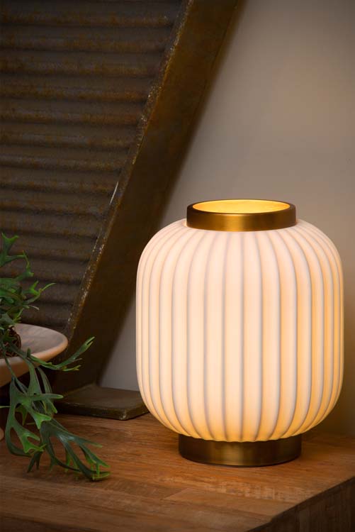 Lampe de table - Ø 19,5 cm - 1xE14 - Blanc