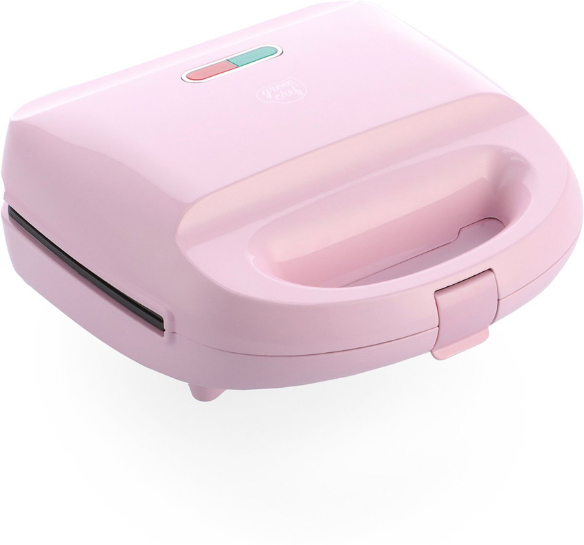 Appareil 3 en 1 pour croque-monsieur, gaufres et paninis rose avec revêtement antiadhésif sans PFAS
