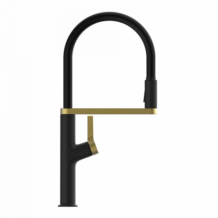 Robinet de cuisine Wasserwerk WK 2 noir mat/or mat avec bec extractible