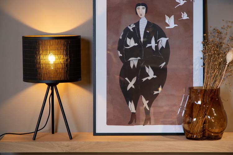 Lucide TAGALOG - Lampe de table - Ø 26 cm - 1xE27 - Noir