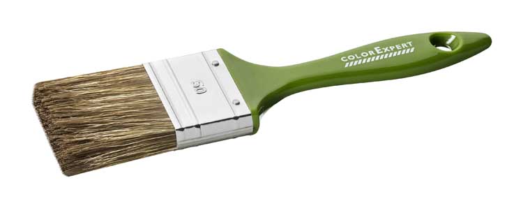 Pinceau plat 50mm soie-mix  brun plastique verte