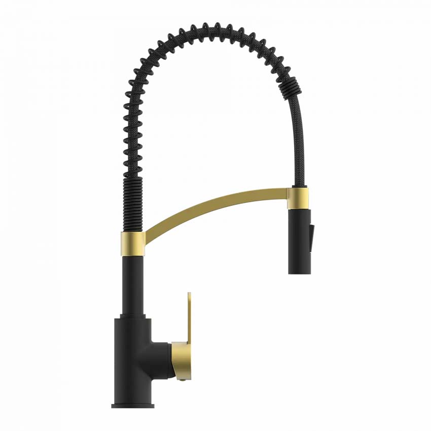 Robinet de cuisine Wasserwerk WK 3 noir mat/or mat avec bec extractible