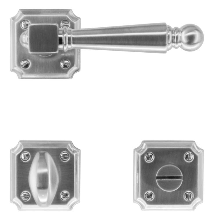 Poignée de porte pro genua look inox avec serrure toilette