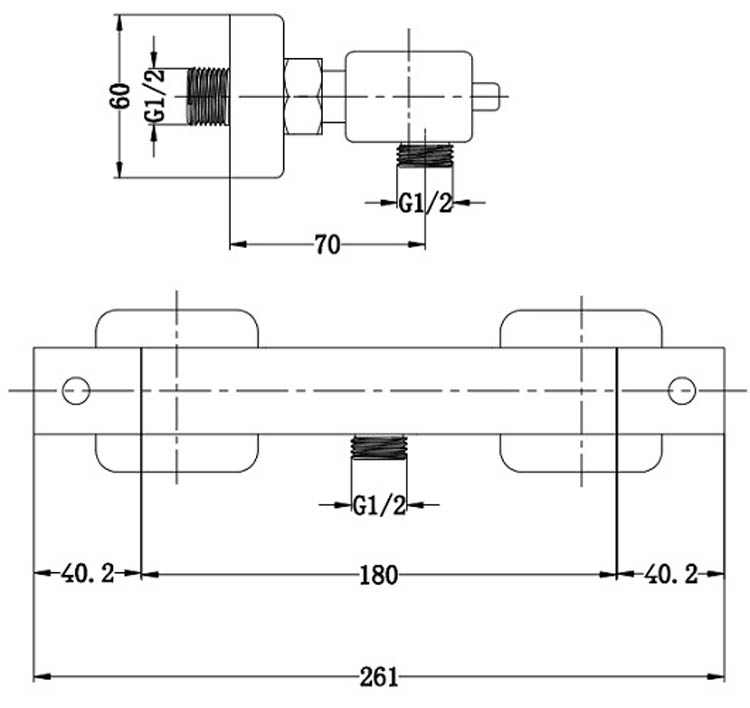 Douchekraan Silas thermostatisch chroom