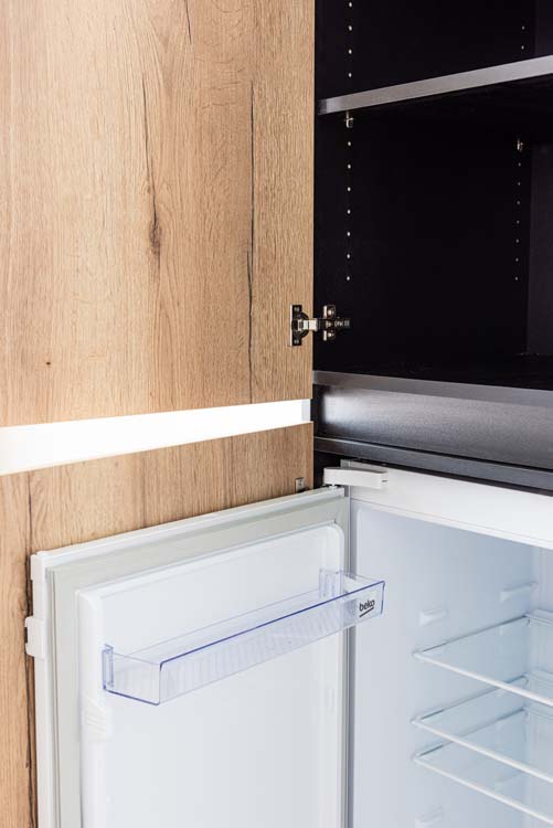 Armoire de cuisine Plenti pour réfrigérateur noir- look chêne