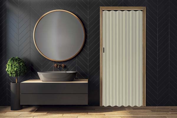 Porte pliante ivoire simili cuir sur mesure