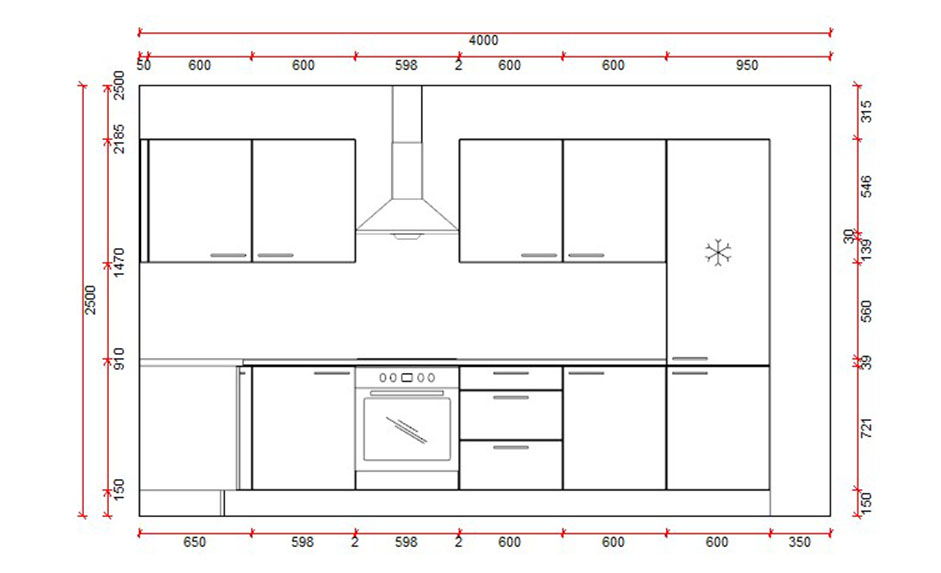 Blokkeuken 16A Premium 3650x1650mm