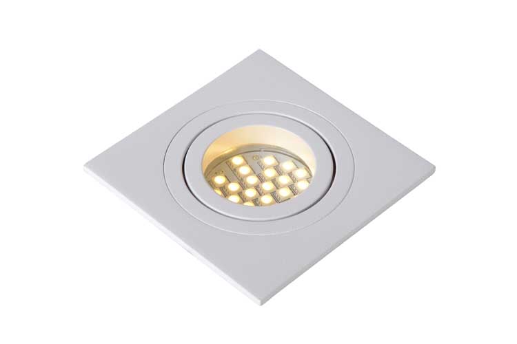 Inbouwspot vierkant - 1xGU10 - Diam. 9,2cm - Wit
