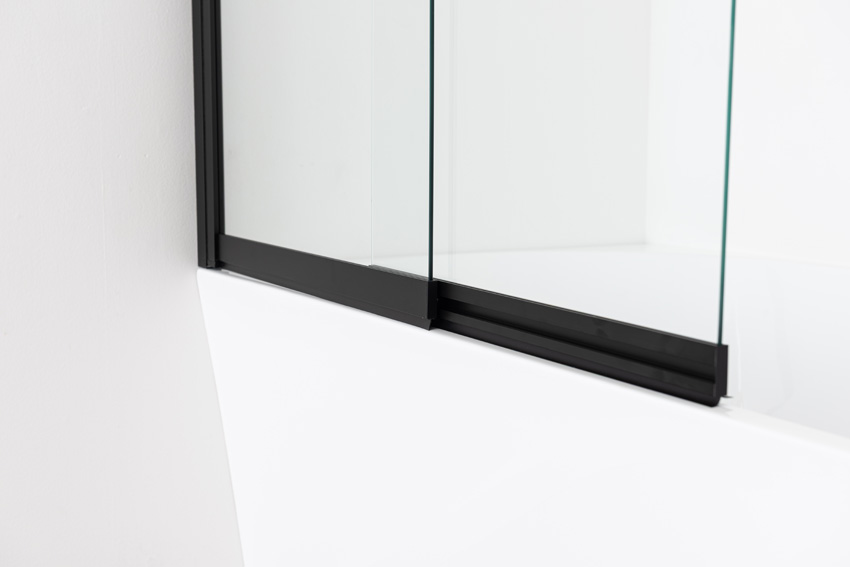 Pare-baignoire Unna verre/noir mat extensible 100x145cm