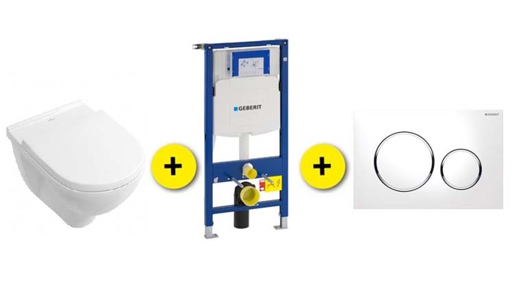 Set de toilette O.Novo blanc avec siège de WC softclose + reservoir encastré UP320 + plaque de commande Sigma 20 blanc
