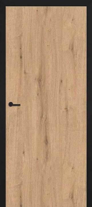 Complete binnendeur Invisible Flat Borea eik 201,5x83cm tubespaan links + deurkast zwart 30cm
