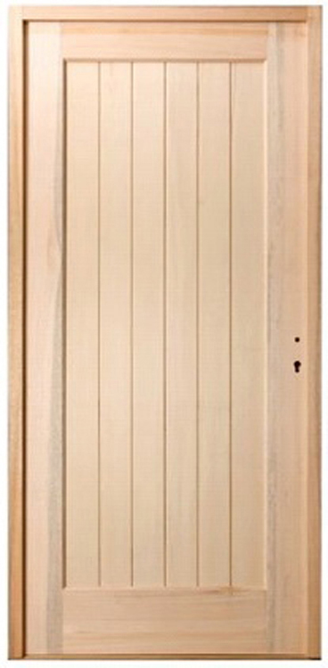 Porte extérieure bois à planchettes meranti naturel 940x2145mm poussant à gauche