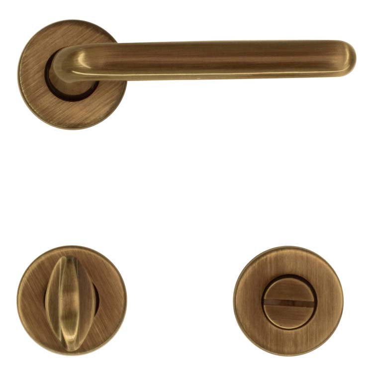 Poignée de porte firenze bronze avec serrure toilette