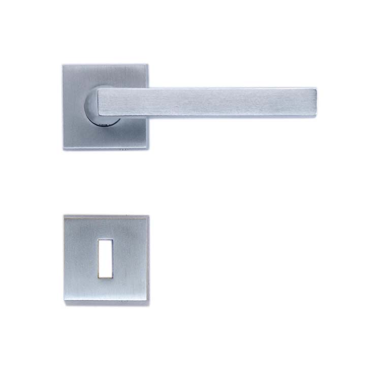 Poignée de porte pro erice chrome brossé rosace barbe