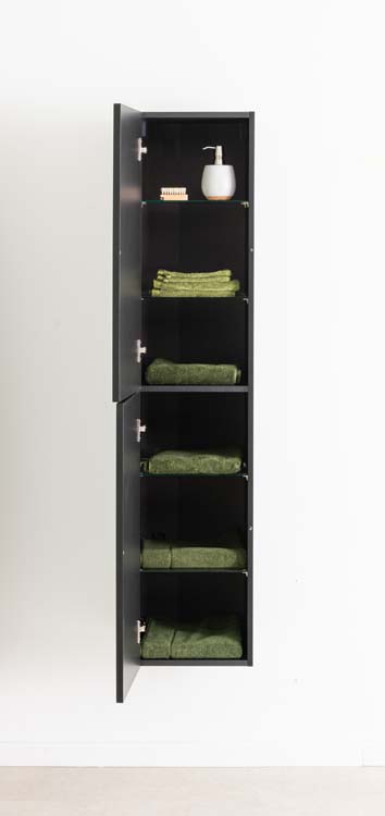 Kolomkast Sunday zwart wandmontage 160x35x35cm