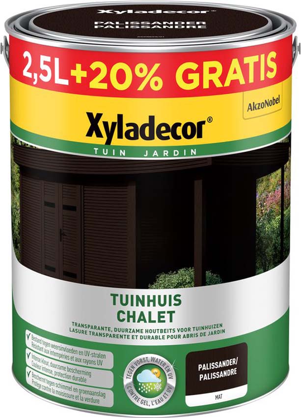 Lasure pour abri de jardin Xyladecor palissandre 3L
