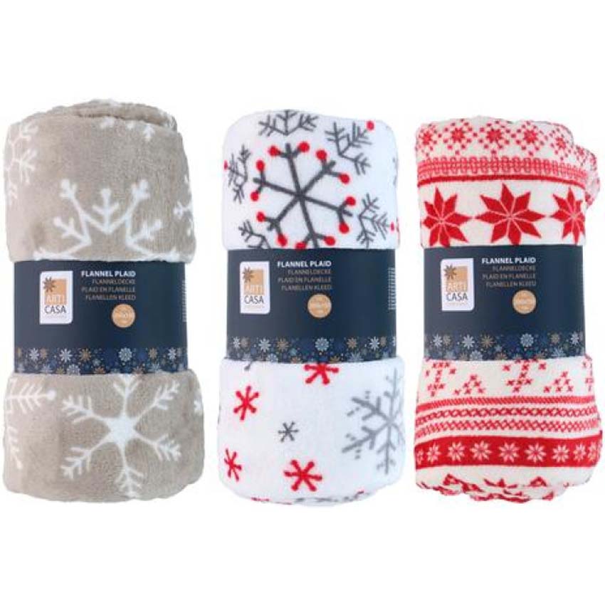 Plaid Articasa x-mas flanelle beige/blanc/rouge 200x150cm Plaid Articasa x-mas flanelle beige/blanc/rouge 200x150cm