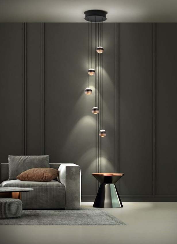 Hanglamp Easy Lift - Zwart/brons - Ø30 cm - Dimbaar - 5x8W - 2300-4000K