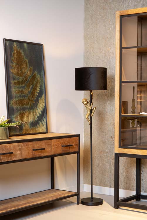 Lampadaire singe - noir/or - H150cm - E27 - 60W