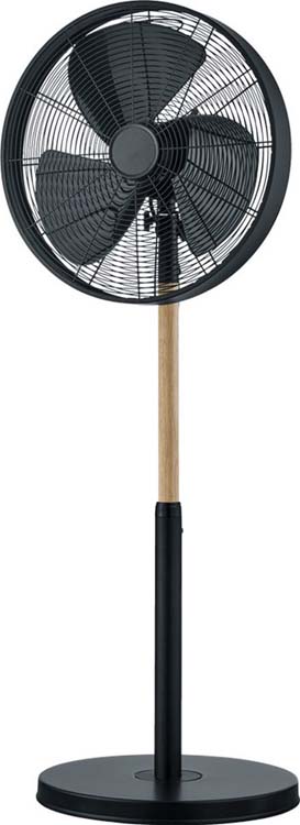 Ventilator zwart met hout H120cm - Ø45cm 3 snelheden