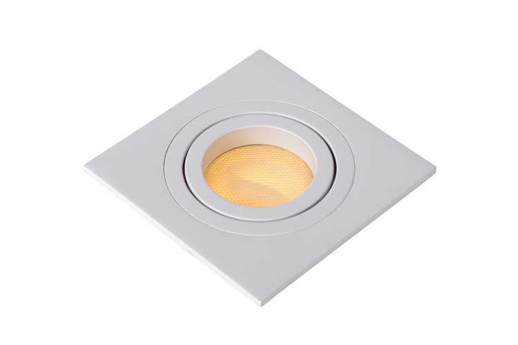 Inbouwspot vierkant - 1xGU10 - Diam. 9,2cm - Wit