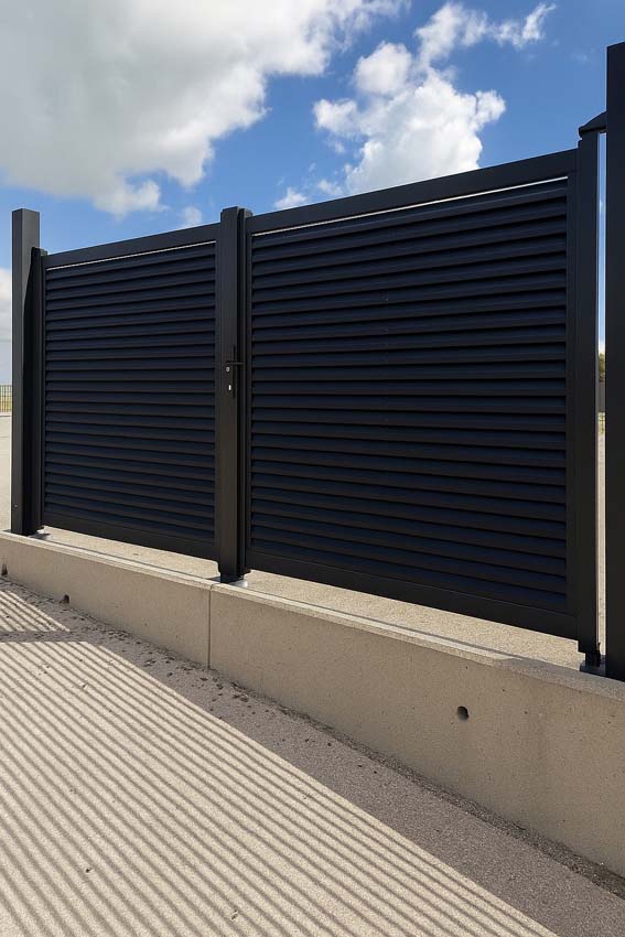 Portail battant double Oakley aluminium noir 350x180cm - fermé, quincaillerie incluse