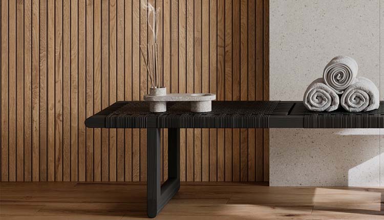 Carrelage mural Line up mat chêne/noir 40x120cm