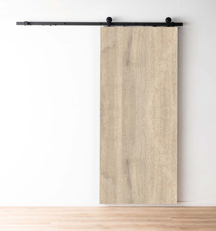 Porte coulissante mont blanc+rail antique noir 93x211.5cm
