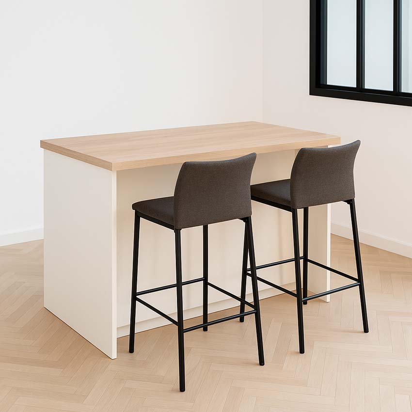 Cuisine île Plenti blanc/look de chêne 124,5 cm