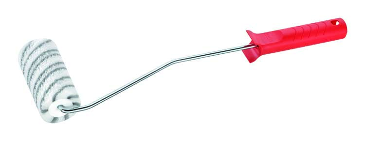 Verfroller 12cm K30 Polyester 12 grijze streep glad + beugel