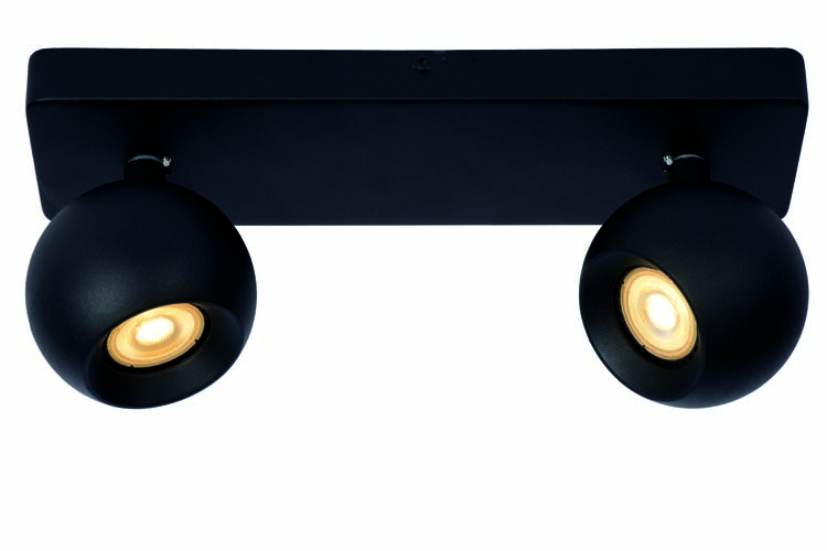 Spot plafond - 2xGU10 - Noir - Ronde