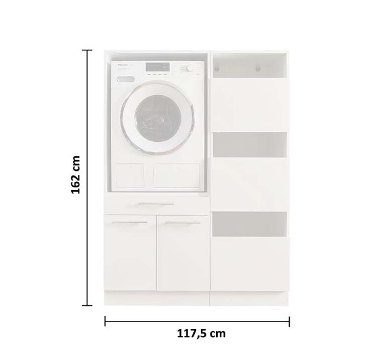 Wasmachine kast Decowash set 6 antraciet 117,5x67,5x162cm