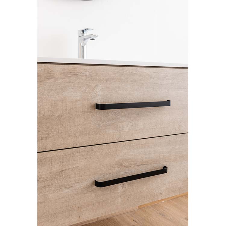 Meuble salle de bain Plato asp chêne béton 90cm - brillant - poignée mat noir