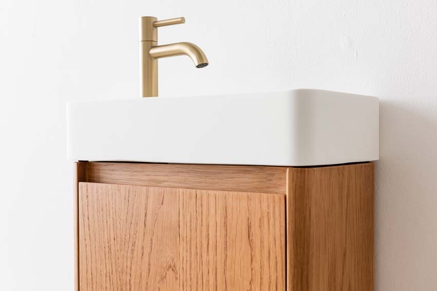 Toiletmeubel Floris eik wastafel wit 50x40,5x25cm Toiletmeubel Floris eik wastafel wit 50x40,5x25cm