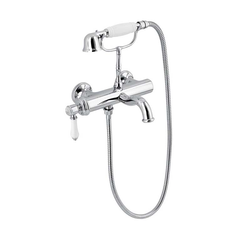 Badkraan Traditional De Luxe chroom opbouw met handdouche