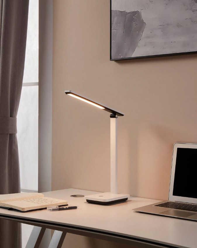 Lampe de table - blanc/noir - 33x3,5x35cm - dimmable - LED - 1x3,6W - 3000-6500K - batterie + USB